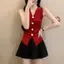 Áo Vest không tay hoa ba chiều phong cách mới dệt kim xẻ li Hot Girl Áo eo hẹp ngọt ngào