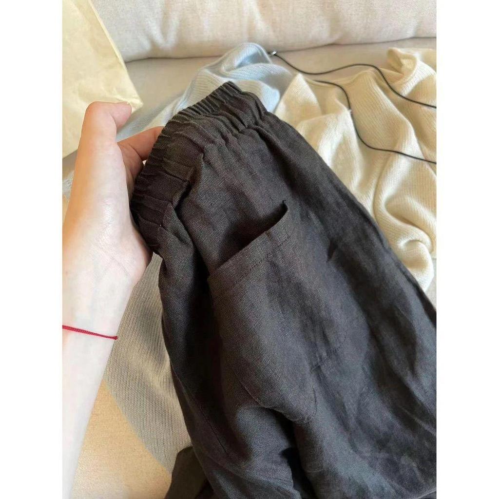 [Giảm giá trong thời gian có hạn] Gao Zhi Quần Machete dây rút cảm giác rộng rãi, mùa hè phong cách mỏng màu sắc tương phản đàn hồi eo cao ôm hơn Quần ống rộng