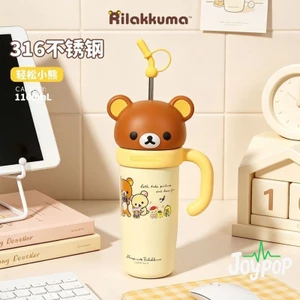 Spike Price Chính Hãng Rilakkuma Thermos Cup Big Mac Tay Cầm Di Động Dễ Thương Xe Ống Hút Ton Cup Cách Nhiệt Cốc Nước Lạnh * * * &