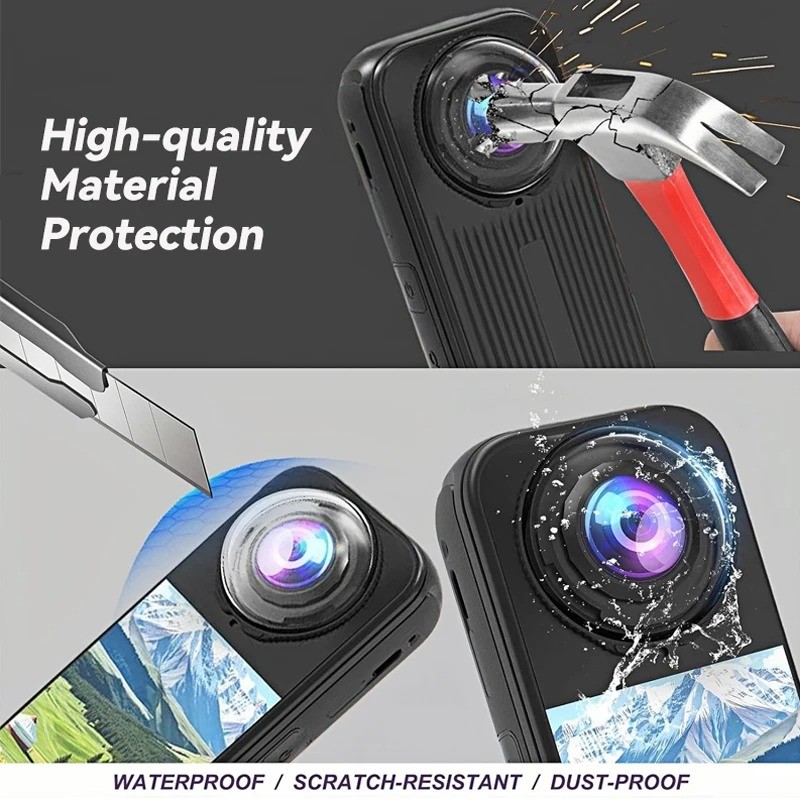 Tương thích với Insta 360 X4 Air X5 X3 Vỏ bảo vệ ống kính toàn cảnh Kính cường lực Chống trầy xước Vỏ bảo vệ chống rơi Ống kính bảo vệ