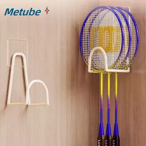 Kệ Vợt Tennis METUBE, Giá Vợt Cầu Lông Không Dính Đấm, Vợt Pickleball Gắn Tường Kim Loại Giá Đỡ Treo Tường Cho Cầu Lông / Tennis / Pickleball