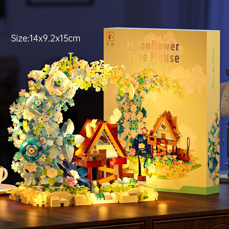 【SKISOPGO】Bộ lắp ráp nhà hoa ánh trăng Moonflower Tree House-14x9.2x15cm,Quà Sinh Nhật Cho Trẻ Em,Trang Trí Bàn Học