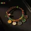 < Honeyba > Vòng Tay Tây Tạng Handmade Dây Nhiều Màu Sắc Móc Tay Năm Chiều Thần Tài Lắc Tay Dây Kéo Có Thể Điều Chỉnh Quà Tặng Trang Sức Đẹp
