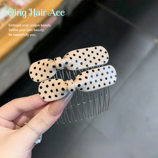 Chấm Bi Nơ Bên Trên Lược Kẹp Tóc Nữ Acetate Bên Nổ Kẹp Tóc Cao Cấp Đầu Lưng Lược Tóc