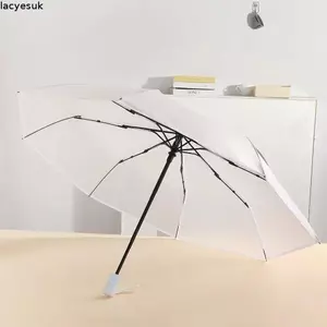 Ô dù trong suốt mờ LACYESUK, Ô gấp chống gió thân thiện với môi trường, Dụng cụ ngoài trời Matte Compact Clear View Sunny Umbrella Daily Commute