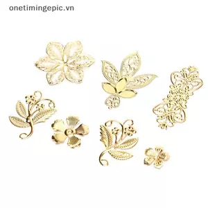VFZ 50 Chiếc Vintage Kim Loại Lá Filigree Hoa Lát Quyến Rũ DIY Thủ Công Trang Sức Làm OTE