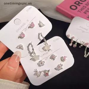 VFZ 6 Chiếc Thời Trang Trái Tim Ngọt Ngào Bông Tai Dành Cho Nữ Bé Gái Cá Tính Thời Trang Tính Khí Bông Tai Trang Sức Phụ Kiện Quà Tặng OTE