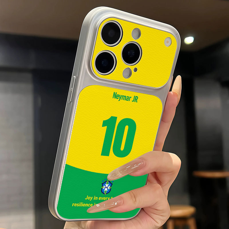 Ốp lưng iPhone Họa tiết da phong cách mạ Brazil Số 10 iPhone 17 16 15 14 13 12 11 Pro Max Plus Max