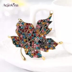 AqToCna Nhiều Màu Sắc Lá Xuyên Trâm Pin Cổ Trang Trí Huy Hiệu Corsage Nữ Trang Sức AqToCna