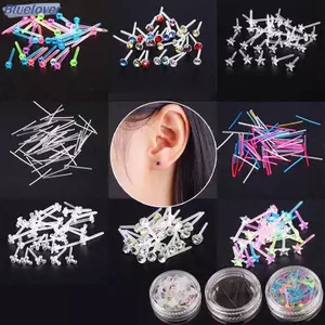 Bluelover 60 Cái / 200 Cái Nhiều Màu Sắc Chống Dị Ứng Nhựa Bông Tai Chống Rỉ Tai Stis Kit Mới