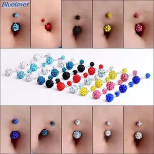 Bluelover 1 Bóng Pha Lê Bụng Nút Nhẫn Thép Không Gỉ Zircon Rốn Xuyên Bụng Xuyên Dễ Thương Rốn Thanh Mới