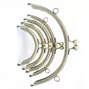 CANAMEK 8.5 / 10.5 / 12.5 / 15 / 20.5cm DIY Kim loại hình bán nguyệt Khung Ví Tay cầm Túi đựng tiền xu Kim loại Kiss Clasp Lo Khung Phụ kiện CSF