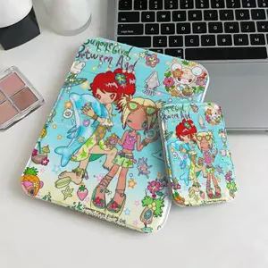 Gương gấp mini họa tiết cô gái cầu vồng retro gương năng động nữ