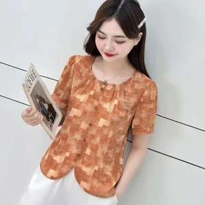 Áo sơ mi mới giảm béo phong cách ngắn mùa hè thời trang giản dị áo sơ mi trung niên