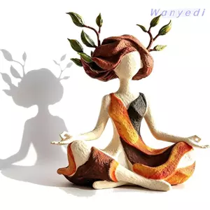 WANYEDI Nữ Thần Điêu Khắc, Bức Tượng Yoga Thiền Nhựa Trừu Tượng, Trang Trí Nhà Cửa Sự Hòa Hợp Bên Trong Yên Tĩnh Tăng Trưởng Zen Tượng Nữ