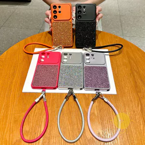 Phone Case For SAMSUNG Galaxy S26 Ultra Plus S25 S24 S23 S22 FE Note 20 Ultrra TPU Glitter Powder Strap Soft Glitter Powder Aesthetic Korean Cute