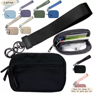 Móc khóa giữ thẻ CPINCP, có dây kéo cổ tay Ví nhỏ Ví đựng tiền xu, sáng tạo với cửa sổ ID Ví móc khóa đa chức năng