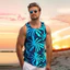 Áo tăng nam 3D nhiệt đới, Áo Vest dừa mùa hè cổ điển, thoáng khí mềm mại mát mẻ dạo phố Tee