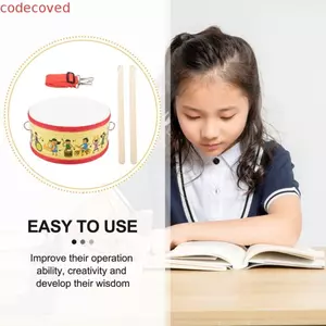 CODECOVED Nhạc Cụ Tay Trống Đồ Chơi, Nhạc Cụ Gõ Hai Mặt Nhạc Cụ Đồ Chơi, Tambourine Montessori 6 Inch 8 Inch Học Gỗ Trẻ Em Trống Đồ Chơi Trẻ Em Bé