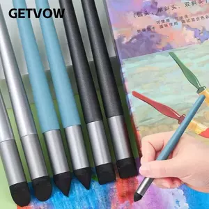 GETVOW 3 Bút Pha Dầu Pastel, Lau Đầu Xốp Mềm Bút Nhám, Di Động Có Thể Tái Sử Dụng Có Thể Giặt Nhẹ Pastel Chà Bàn Chải Cho Tranh Đồ Dùng Nghệ Thuật