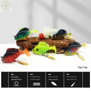 Mồi bass mềm AMBU có móc chì, Jig Dark Sleeper SwimBait, Swimbait nhân tạo Bass Minnow Lure