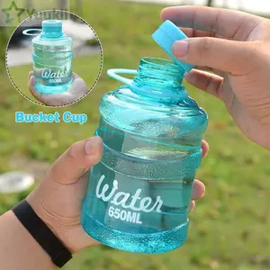 Cốc Xô YUUKII, Cốc Nhựa Dung Tích Lớn 650ml, Trà Trái Cây Chống Rò Rỉ Kích Thước Mini Cốc Nước Đi Bộ Đường Dài