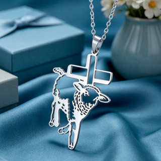 SKYRIM Chúa Giêsu Chiên Thiên Chúa Thánh Giá Nữ Vòng Cổ Agnus Dei Cừu Thánh Giá Thiên Chúa Giáo Mặt Dây Chuyền Thép Không Gỉ Trang Sức