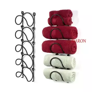 Giá đỡ chai DARON, Giá sắt treo tường, 5 lớp đa năng có giá treo khăn Kệ trưng bày màu đen / trắng Phòng tắm
