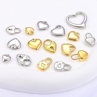 Mặt dây chuyền trái tim bằng thép không gỉ được đánh bóng bằng vàng 18K Phụ kiện hình tình yêu Vòng tay DIY Vòng cổ quyến rũ