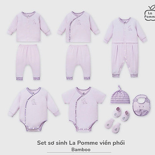 La pomme AW2024 BST sơ sinh La Pomme viền phối - Hồng tím cho bé