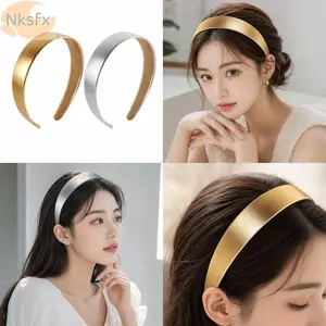 Băng đô da NKSFX, Băng đô rửa mặt hẹp rộng 3CM, Da bóng tối giản Vàng bạc Nữ Phụ kiện tóc Nữ Cô gái