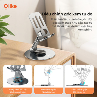 Olike HC9 Mini Giá Đỡ Điện Thoại Để Bàn Xoay 360 Độ Gấp Gọn Hợp Kim Nhôm Chống Trượt Kệ Đỡ iPhone iPad Livestream Học Tập