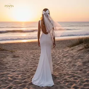 PNPIA-Veil vải tuyn thanh lịch cho hai lớp ren cạnh nơ phong cách lễ cưới đơn giản