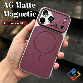 Ốp lưng từ tính chống tia sáng Dark Cherry Armor AG Matte cho iPhone 12 13 14 15 16 17 Pro Max Vỏ bảo vệ chống sốc