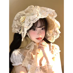 🔥có hàng sẵn🔥đi biển sành điệu mũ rộng vành Mori Series Gothic Mũ Công Chúa Nữ Xuân Hè Ren Dệt Rơm Mũ Pháp Retro Che Nắng Chống Nắng Mũ Chống Nắng