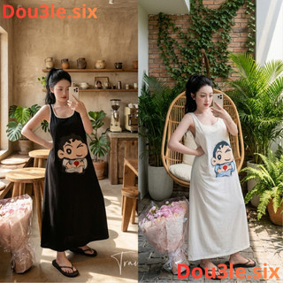 Váy 2 Dây Shin Bắn Tim Double - SixĐầm Suông Chất Cotton Mềm Mịn .