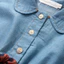 ✿ Bé Gái Denim Áo Tulle Chắp Vá Đầm Peter Pan Cổ Áo Chấm Bi Nơ Mềm Mại Trẻ Em Đầm Công Chúa