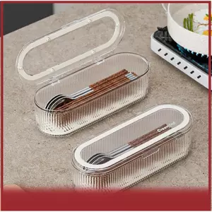 Cá tuyết ánh sáng sang trọng trong suốt chống bụi dao kéo hộp lưu trữ với nắp cho nhà bếp hộ gia đình
