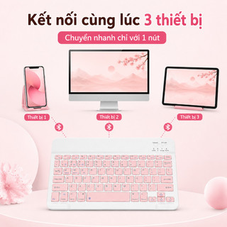 Bộ Bàn Phím Chuột Bluetooth 10 inch- 5 Màu, Portable, Kết Nối Ổn Định, ĐT/Máy Tính Bảng/PC
