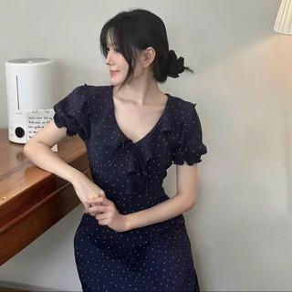 (MAY KỸ )ĐẦM Maxi Chấm Bi Phối Bèo Đơn Giản Mà Đẹp Có BIGSIZE  THOITRANGNAM1986