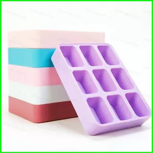 Khay đá viên silicon YB2 có nắp 9 khoang Khuôn đá hình chữ nhật có thể tái sử dụng Hộp đựng tủ đông cấp thực phẩm