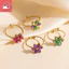 Nhẫn thép titan zircon đa năng sáu lá thời trang chống phai màu
