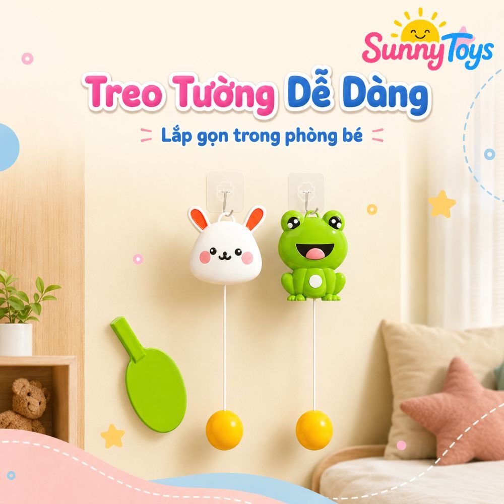 Bóng Bàn Treo Tường Ếch Phản Xạ SunnyToys - Bóng Bàn Treo Tường Gọn Nhẹ Cho Bé Chơi Tại Nhà