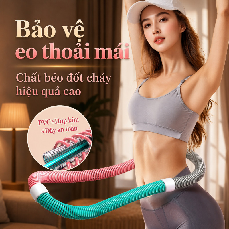 Vòng Lắc Eo Lò Xo Mềm Giảm Mỡ Bụng, Chất Liệu PVC An Toàn, Giảm Mỡ Bụng, Eo Thon Săn Chắc, Tập Gym Yoga Tại Nhà