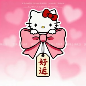 Hoạt Hình Mèo kitty Dễ Thương May Mắn Miếng Dán Xe Ô Tô Nơ Màu Hồng Miếng Dán Trang Trí