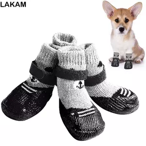 Giày bốt thú cưng LAKAM, Giày bốt tuyết chống nước cho chó mèo Tất cao su, Đồ dùng cho thú cưng chống trượt mùa thu đông có dây rút có thể điều chỉnh Giày tất chó con nhỏ