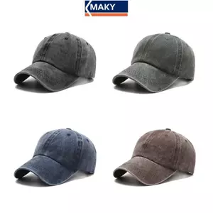 MAKY Mũ Bóng Chày Giặt Denim Nam Nữ Mũ Vintage Hip Hop Mũ Màu Trơn Xương Ngoài Trời Thể Thao Thông Thường VN