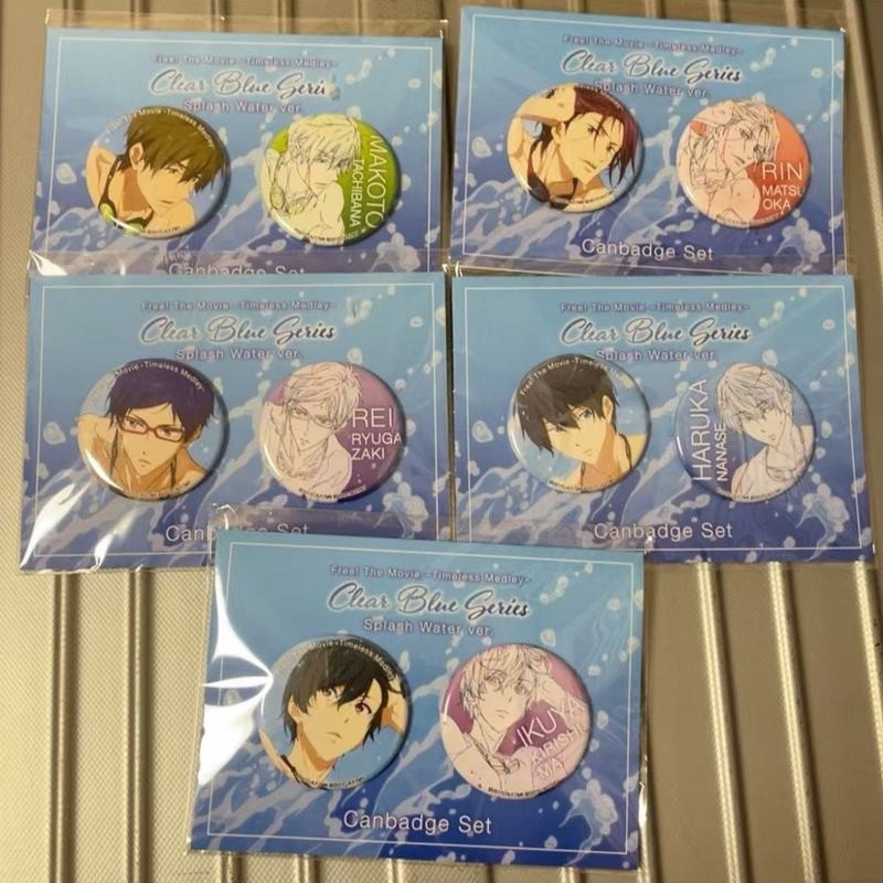 Tự do! Huy hiệu bắn nước câu lạc bộ bơi lội Iwatobi Nút ghim 58mm Bộ sưu tập Anime Free!