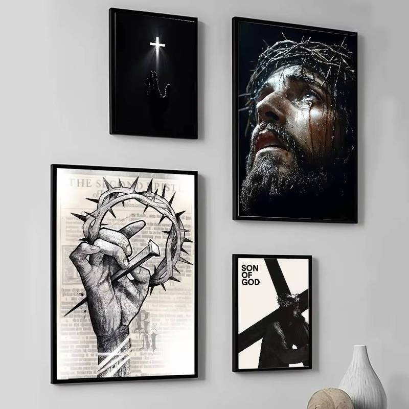 Son of God Jesus Holy Cross Light Wall Art, Poster In Canvas HD, Thích Hợp Cho Gia Đình, Phòng Khách, Tranh Trang Trí Phòng