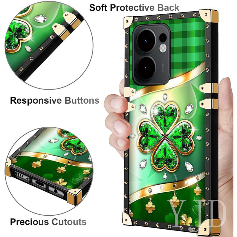 Ốp YJD Cho OPPO Reno14 F Reno14F Sang Trọng Nhiều Màu Sắc Hoa Tay Dây Cạnh Thẳng Chống Rơi Vỏ Điện Thoại